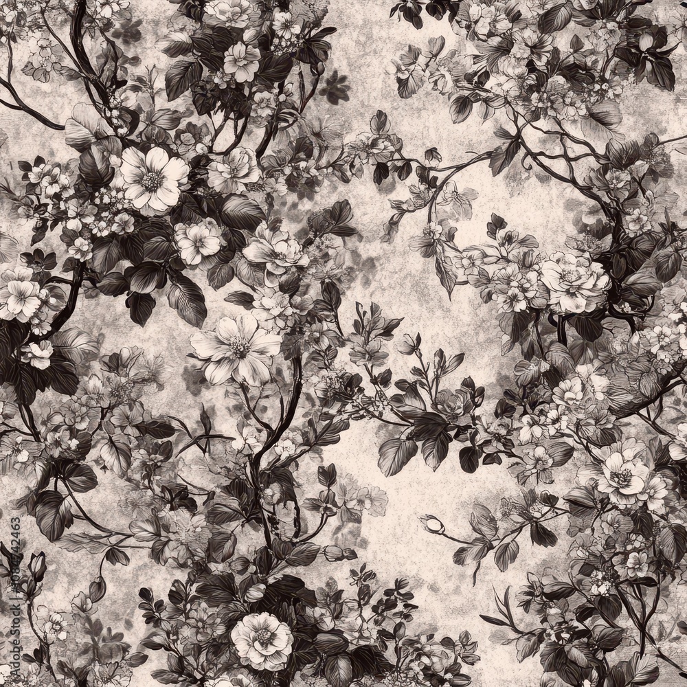 Poster toile floral pattern tapestry. vintage botanical wallpaper pattern. background image. created with g