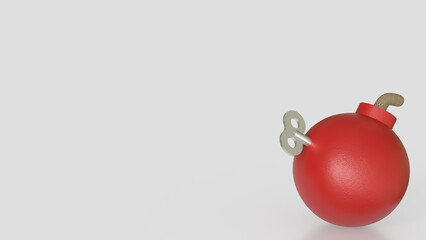 The Red Bomb and  wind up on white Background 3d rendering.