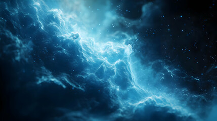 Abstract Blue 3D Render of a Nebula with Stars