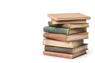 A stack of vintage, worn books showcasing a variety of covers ideal for concepts related to education, literature, nostalgia, or reading, suitable for use in blogs, articles, or educational materials