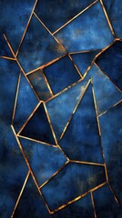 Elegant dark blue background with golden geometric lines for modern design and luxury themes