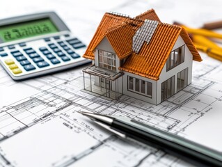 Concept de construction d'une maison avec budget pr&Atilde;&copy;visionnel et calcul d'emprunt