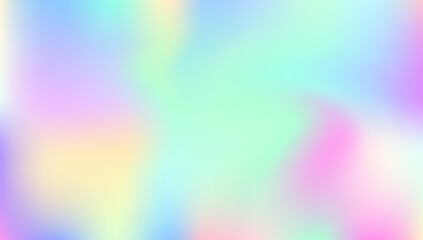 Hologram Texture. Liquid Fluid. Holographic Background. Blue Shiny Gradient. Iridescent Gradient. Kawaii Card. Neon Vector. Soft Geometric Template. Violet Hologram Texture