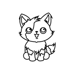Cat line cartoon icon