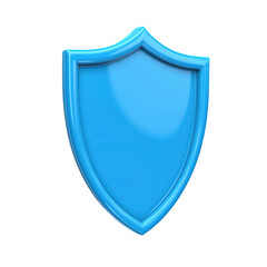 3d Blue Shield icon, no text on transparency background PNG