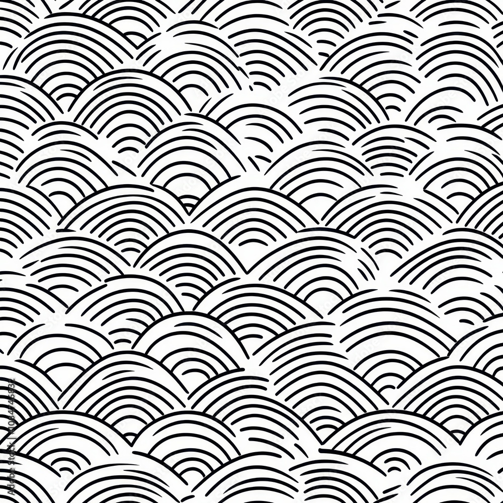 Poster elegant and minimalist seamless white wave texture pattern background with mono color design concept