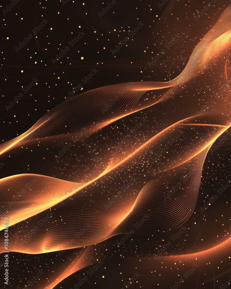 Poster a modern abstract background with wavy lines and particle effects. eps 10.
