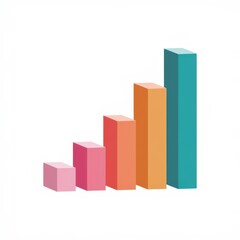 Abstract 3D Colorful Bar Chart for Data Analysis and Business Growth Visualization