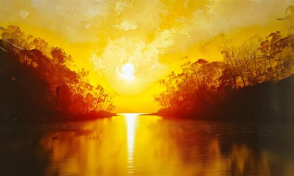 Golden Sunset over a Calm Lake
