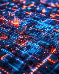 Fototapeta premium Global electronic market with digital light map.