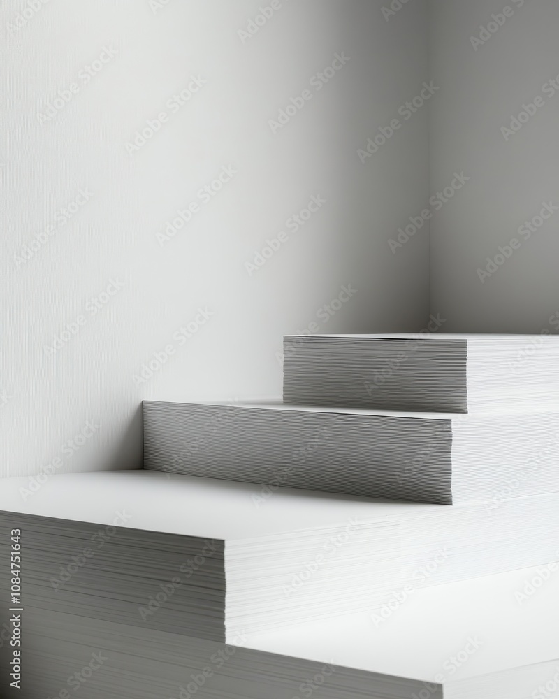 Poster stacks of white paper in a minimalist setting are perfect for mockups