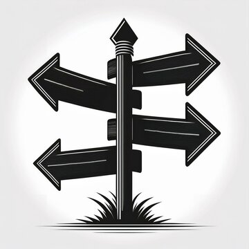 panneaux fl&eacute;ch&eacute;s avec quatre directions en dessin ia