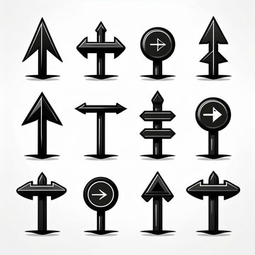 panneaux fl&eacute;ch&eacute;s avec quatre directions en dessin ia