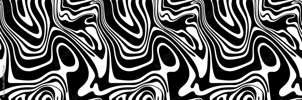 Aufkleber psychedelic liquify wavy seamless pattern. abstract fluid line background. retro vector illustration