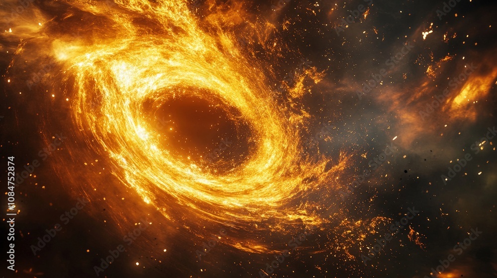 Poster a dynamic rendering of a black hole quantum fluctuations, showing particle creation and annihilation