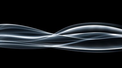 Obraz premium Wallpaper Abstract smooth elegant white waves flowing on black background