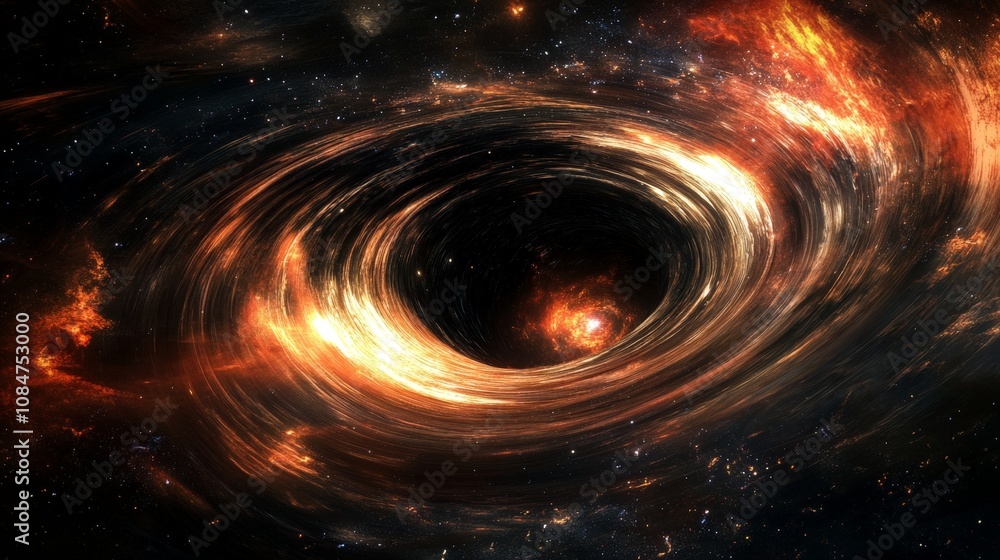 Poster a dynamic rendering of a rotating black hole, with relativistic jets and magnetic fields adding to t