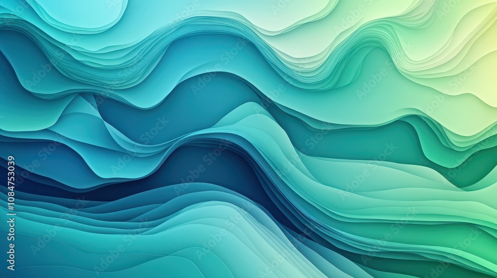 Poster abstract background with a gradient flow of blue and green colors. the background has a smooth, vibr