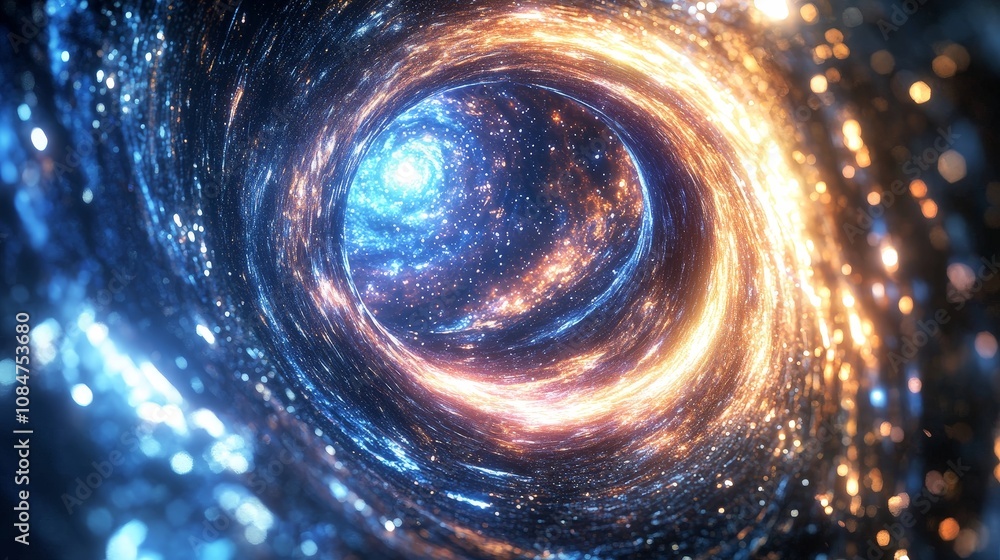 Poster a dynamic shot of a vr simulation that allows users to experience the formation of the universe from