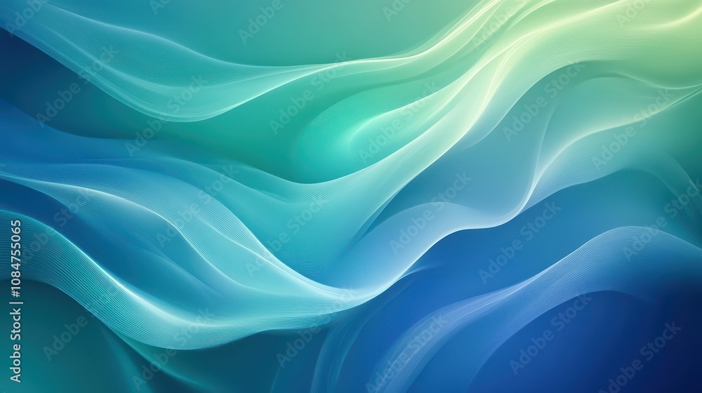 Poster abstract background with a gradient flow of blue and green colors. the background has a smooth, vibr