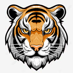 vector illustration of a tiger's head staring intently