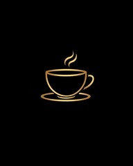 Obraz premium Coffee cup logo icon saucer drink black.