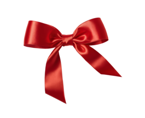 red gift bow, gift ribbon bow, something shiny red to match the festive Christmas season for Christmas gifts, isolated