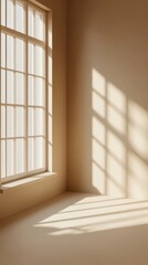 Gentle light beige background with soft window shadow, minimalistic for product presentation