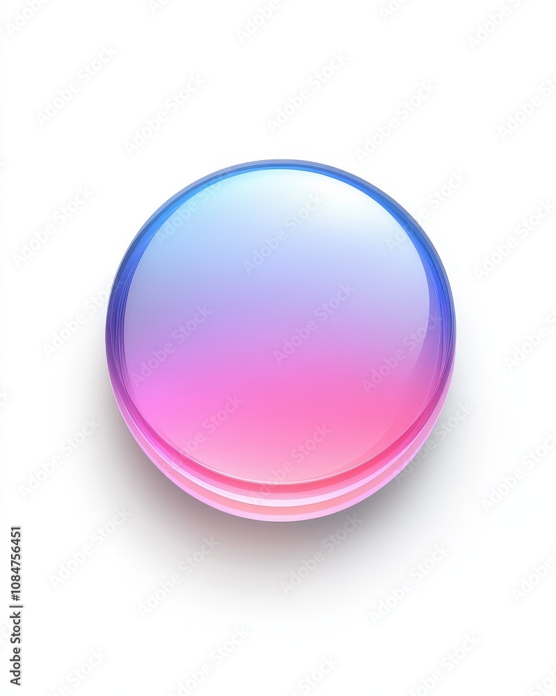 Poster rounded semi-transparent button design with a gentle gradient, isolated on a white background for ui
