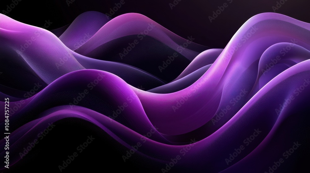 Poster abstract background with a smooth gradient of purple and black. the purple background features flowi