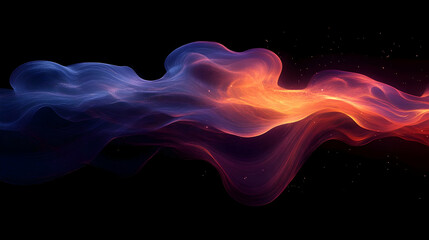 Abstract Background with Flowing Lines and Glowing Particles