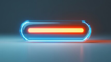 Front view of a glowing progress bar icon on a white background, symbolizing data loading technology in a seamless design.