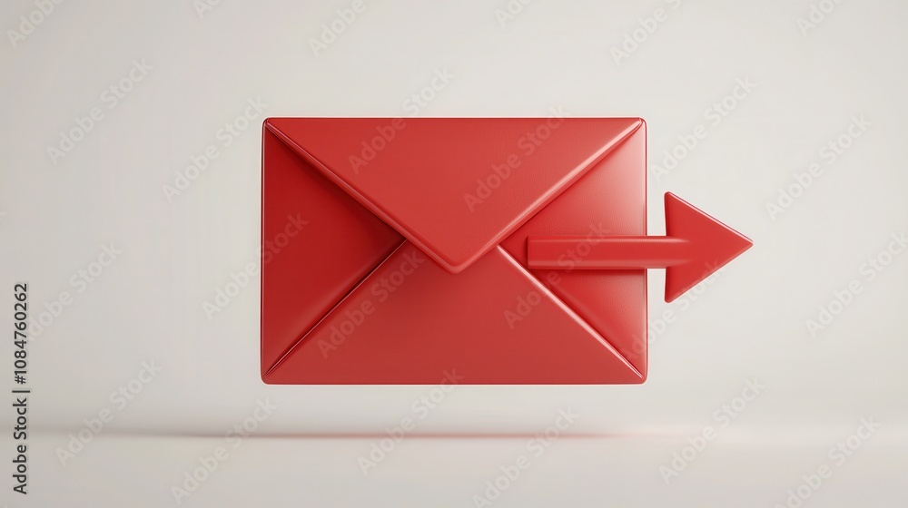 Poster 3d envelope icon with an arrow representing message delivery, perfect for communication, set against