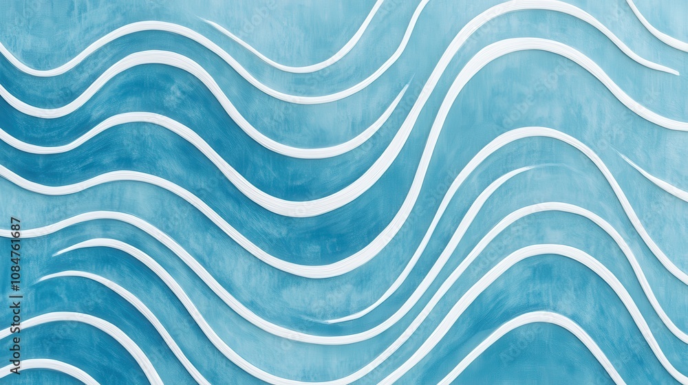 Poster abstract blue background featuring a pattern of white wavy lines