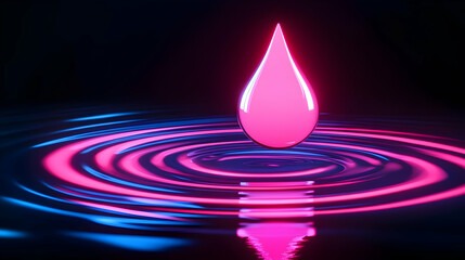 Fototapeta premium 3D Render Pink Drop and Ripples Abstract Background
