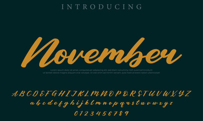 November Font Stylish brush painted an uppercase vector letters, alphabet, typeface