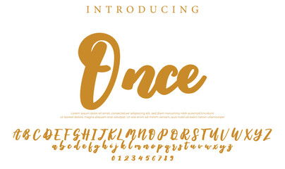 Once Font Stylish brush painted an uppercase vector letters, alphabet, typeface