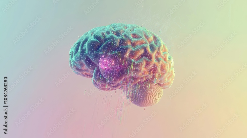 Poster exploring cognitive science 3d visualization of the human brain digital art abstract environment sci