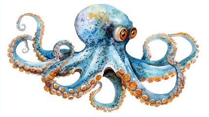 Blue octopus with orange spots on its head and body. hyperrealistic Video