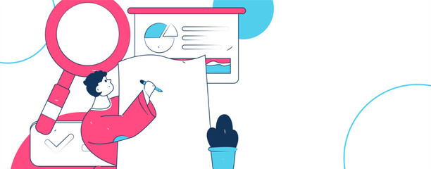Flat vector illustration of business people operating work scene
