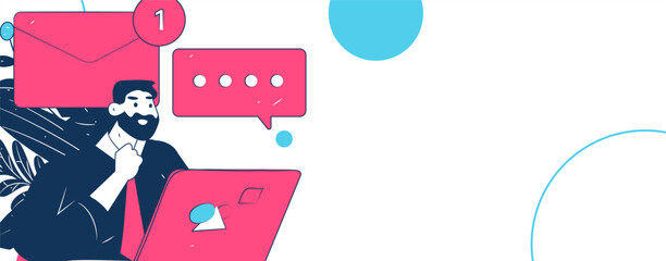 Flat vector illustration of business people operating work scene
