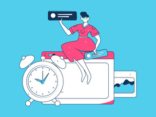 Flat vector illustration of business people operating work scene
