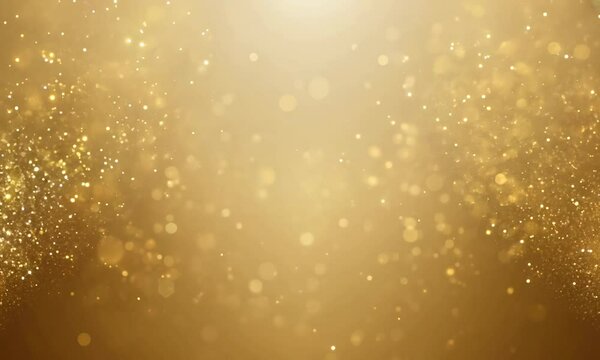 Loopable animation of sparkling particles and bokeh lights floating against gold background