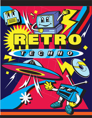 Fototapeta premium Retro techno poster