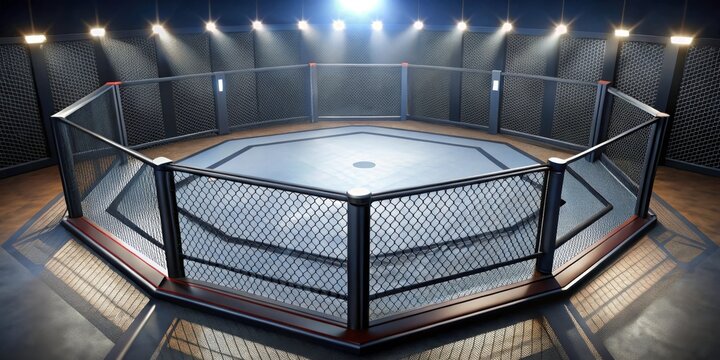 UFC ring background with octagon floor mat