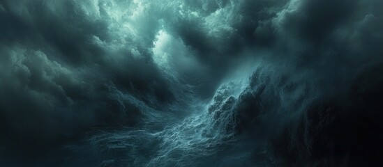 Dark storm clouds forming in a dramatic, moody sky.