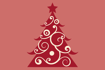  Merry Christmas  tree silhouette vector illustration