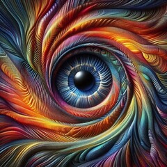 Obraz premium The Eye of Complexity: Woven Textures and Fractal Patterns in Harmony