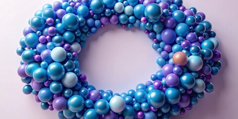 Fototapeta premium Abstract render of circle shape with blue and purple balls, circle, shape, blue, purple, balls, abstract,, render, geometric
