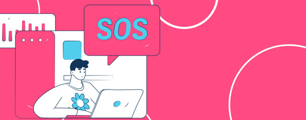 Flat vector illustration of business people operating work scene
